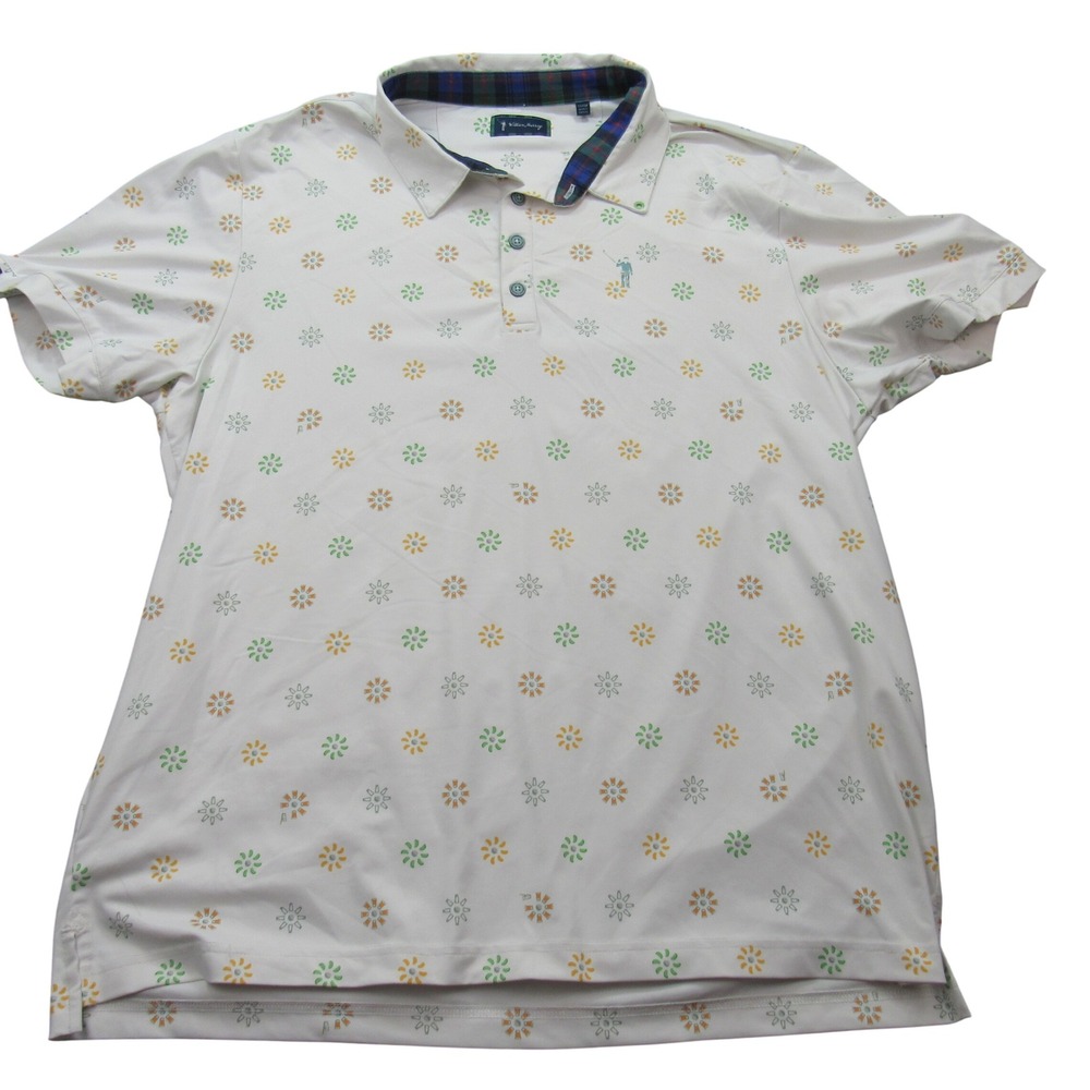 William Murray Golf‎ Polo Shirt Mens XL White Green Yellow Floral Print